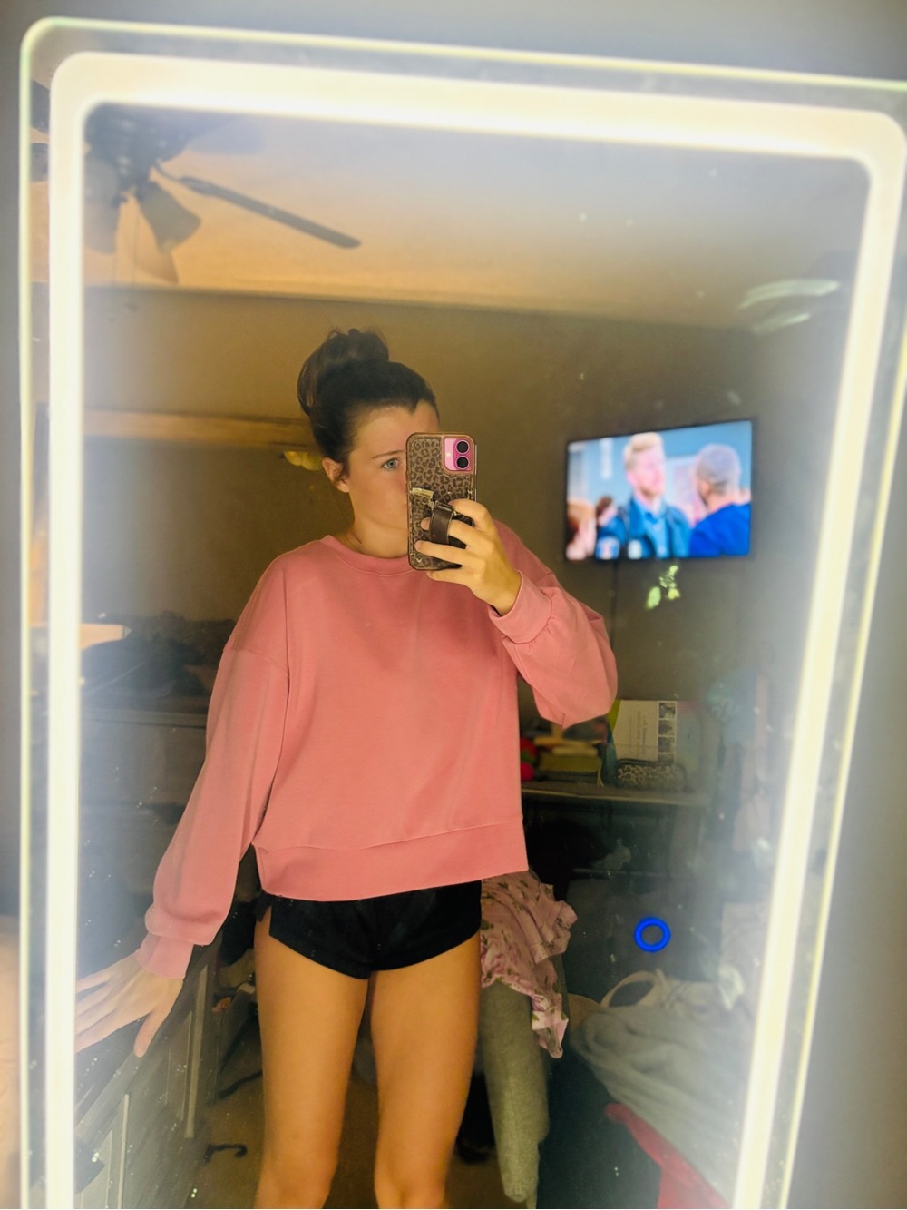 Pink Cropped Crewneck Sweatshirt